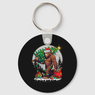 Bigfoot Santa Christmas Tree Lights Funny Xmas Sas Keychain