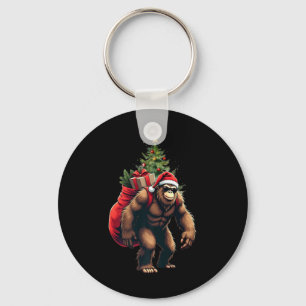 Bigfoot Santa Christmas Tree Lights Funny Xmas Sas Keychain