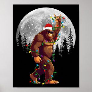 Bigfoot Santa Christmas Tree Lights Funny Xmas Sas Poster