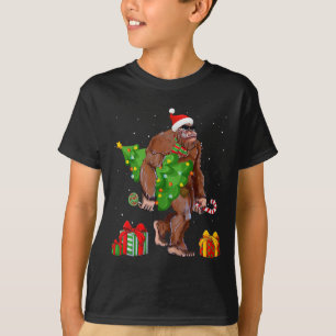Bigfoot Santa Christmas Tree Lights Funny Xmas Sas T-Shirt