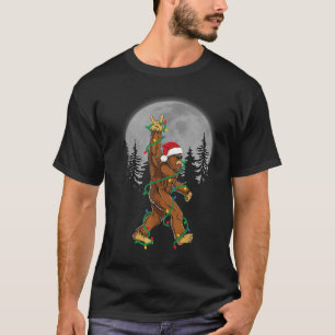 Bigfoot Santa Christmas Tree Lights Funny Xmas Sas T-Shirt