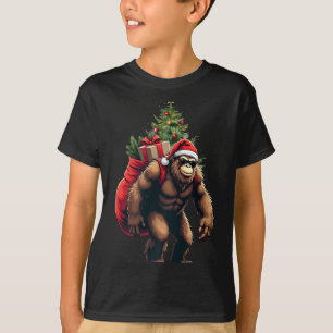 Bigfoot Santa Christmas Tree Lights Funny Xmas Sas T-Shirt