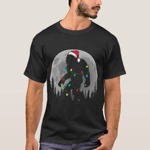 Bigfoot Santa Christmas Tree Lights Funny Xmas T-Shirt