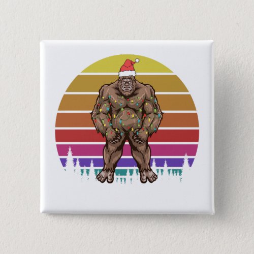 Bigfoot Santa Christmas Tree Lights Square Button