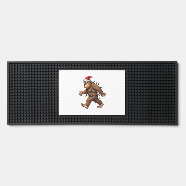 Bigfoot Santa Christmas Tree Lights Xmas Boys Men  Bar Mat (Front)