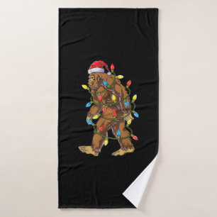 Bigfoot Santa Christmas Tree Lights Xmas Boys Men Bath Towel