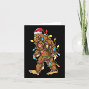 Bigfoot Santa Christmas Tree Lights Xmas Boys Men Card