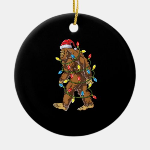 Bigfoot Santa Christmas Tree Lights Xmas Boys Men Ceramic Ornament