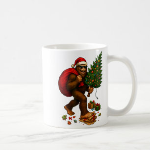 Bigfoot Santa Christmas Tree Lights Xmas Boys Men  Coffee Mug