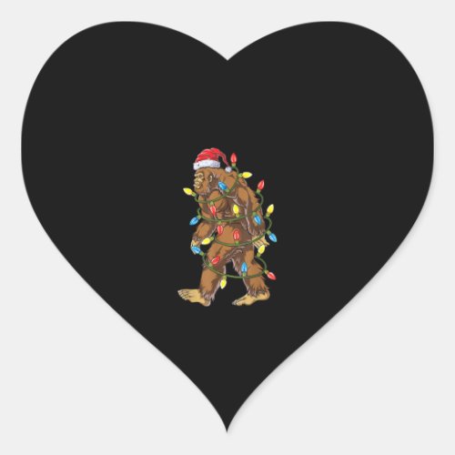 Bigfoot Santa Christmas Tree Lights Xmas Boys Men Heart Sticker