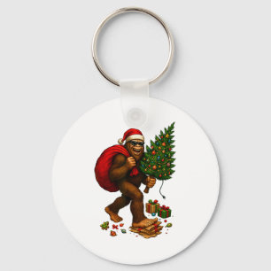 Bigfoot Santa Christmas Tree Lights Xmas Boys Men  Keychain