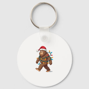 Bigfoot Santa Christmas Tree Lights Xmas Boys Men Keychain