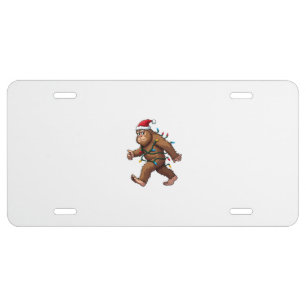 Bigfoot Santa Christmas Tree Lights Xmas Boys Men  License Plate