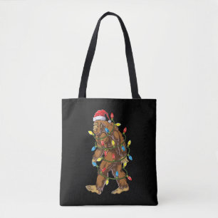 Bigfoot Santa Christmas Tree Lights Xmas Boys Men Tote Bag