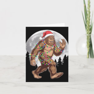 Bigfoot Santa Christmas Tree Lights Xmas Sasquatch Card