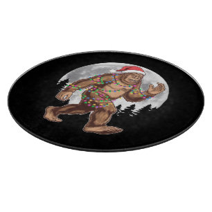 Bigfoot Santa Christmas Tree Lights Xmas Sasquatch Cutting Board