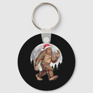 Bigfoot Santa Christmas Tree Lights Xmas Sasquatch Keychain