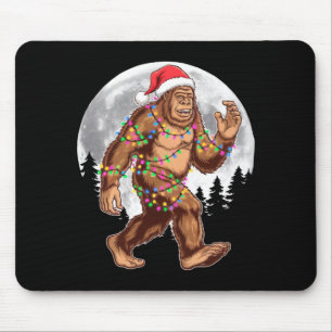 Bigfoot Santa Christmas Tree Lights Xmas Sasquatch Mouse Pad