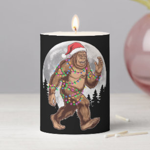 Bigfoot Santa Christmas Tree Lights Xmas Sasquatch Pillar Candle