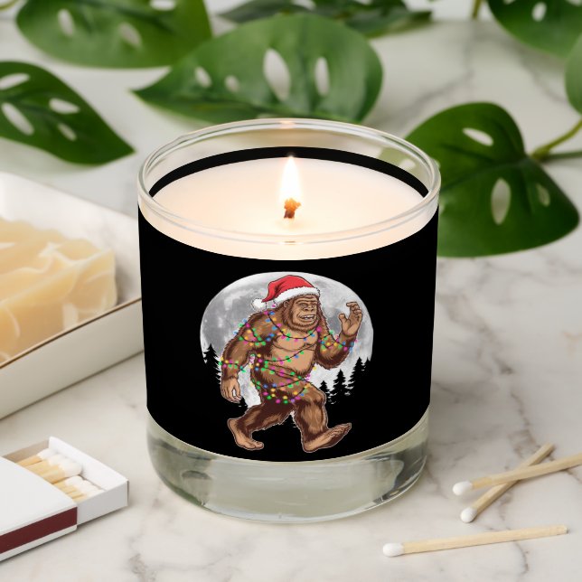 Bigfoot Santa Christmas Tree Lights Xmas Sasquatch Scented Candle (Lit)