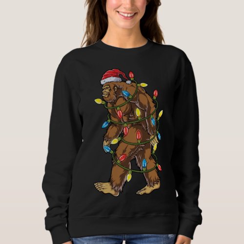 Bigfoot Santa Christmas Tree Lights Xmas Sasquatch Sweatshirt