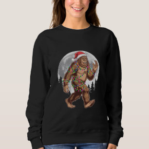 Bigfoot Santa Christmas Tree Lights Xmas Sasquatch Sweatshirt