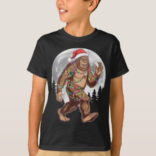 Bigfoot Santa Christmas Tree Lights Xmas Sasquatch T-Shirt