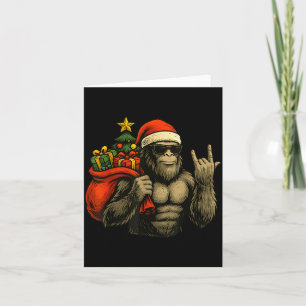 Bigfoot Santa Christmas Tree Rock On Funny Xmas Sa Card