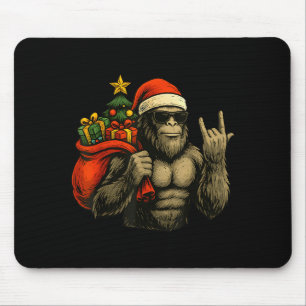 Bigfoot Santa Christmas Tree Rock On Funny Xmas Sa Mouse Pad