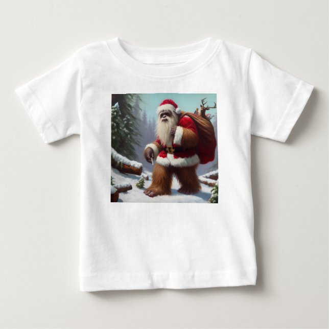 Bigfoot Santa Claus Baby T-Shirt (Front)