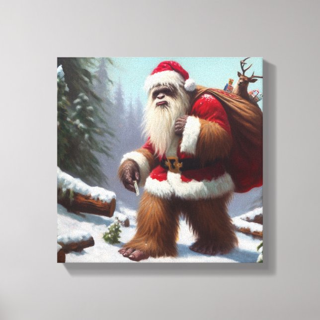 Bigfoot Santa Claus Canvas Print (Front)