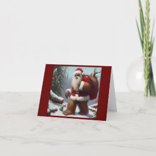 Bigfoot Santa Claus Card