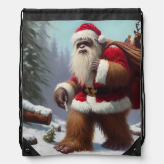 Bigfoot Santa Claus Drawstring Bag