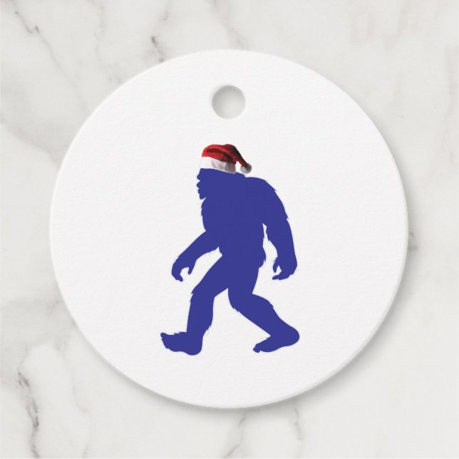 Bigfoot Santa Claus Favor Tags (Front)