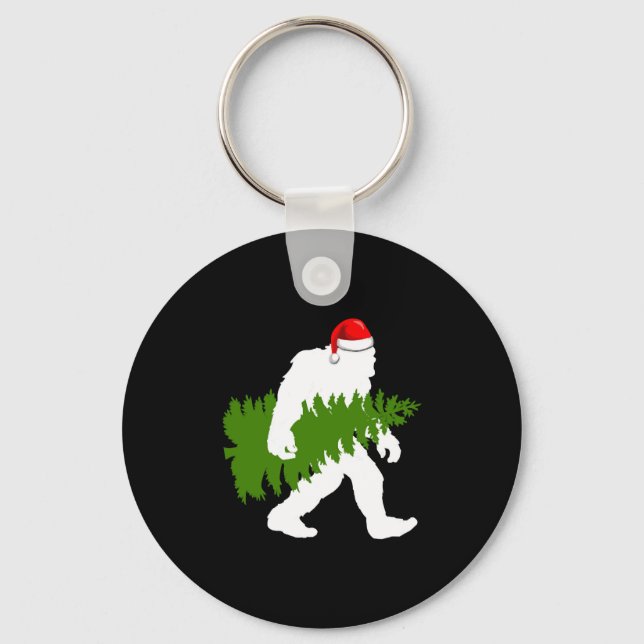 BigFoot Santa Claus Fun Christmas Gifts Keychain (Front)