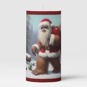 Bigfoot Santa Claus Pillar Candle