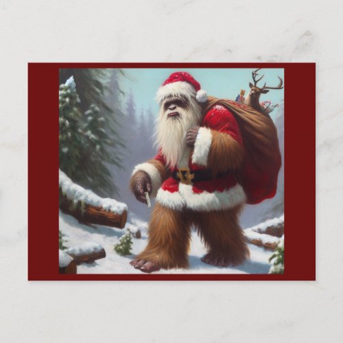 Bigfoot Santa Claus Postcard
