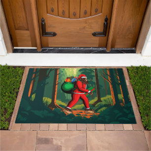 Bigfoot Santa Claus Sack of Gifts Doormat
