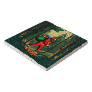 Bigfoot Santa Claus Sack of Gifts Trivet