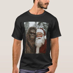 Bigfoot Santa Claus Taking Selfie Christmas Holida T-Shirt