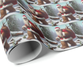Bigfoot Santa Claus Wrapping Paper
