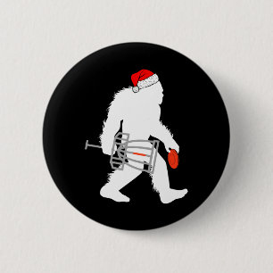 Bigfoot Santa Disc Golf Christmas Disc Golfer Xmas Button