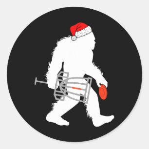 Bigfoot Santa Disc Golf Christmas Disc Golfer Xmas Classic Round Sticker