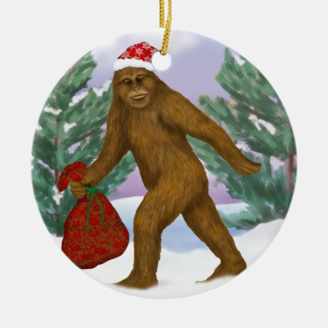 Bigfoot Santa Ornament (Front)