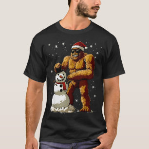 Bigfoot Santa Snowman Kids Boys Men Xmas Christmas T-Shirt