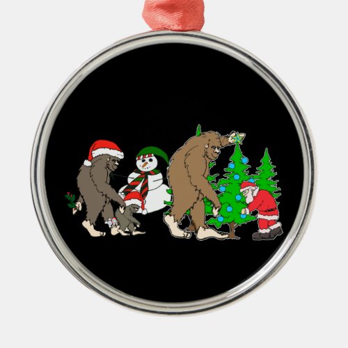 Bigfoot Santa snowman Metal Ornament