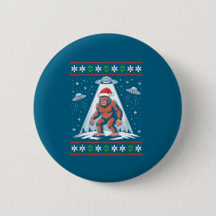Bigfoot Santa Ufo Alien Funny Ugly Christmas Sweat Button