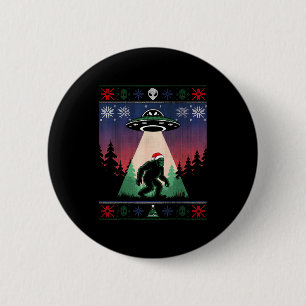 Bigfoot Santa Ufo Alien Funny Ugly Christmas Sweat Button