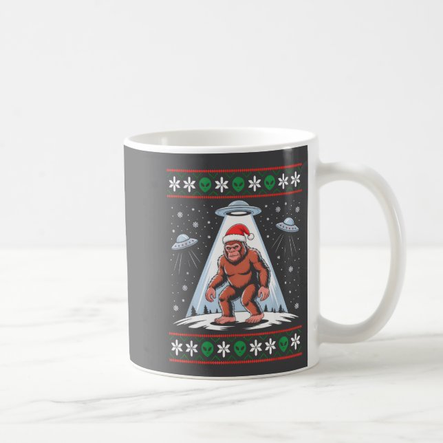 Bigfoot Santa Ufo Alien Funny Ugly Christmas Sweat Coffee Mug (Right)