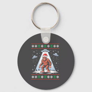 Bigfoot Santa Ufo Alien Funny Ugly Christmas Sweat Keychain